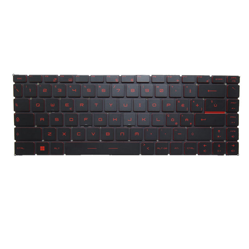 Laptop Backlit Keyboard Red Words For MSI GF65 Thin 9SD 9SE 9SEX 9SEXR 10UE 10SER 10SDR 10SCSXR Italy IT Black Without Frame New