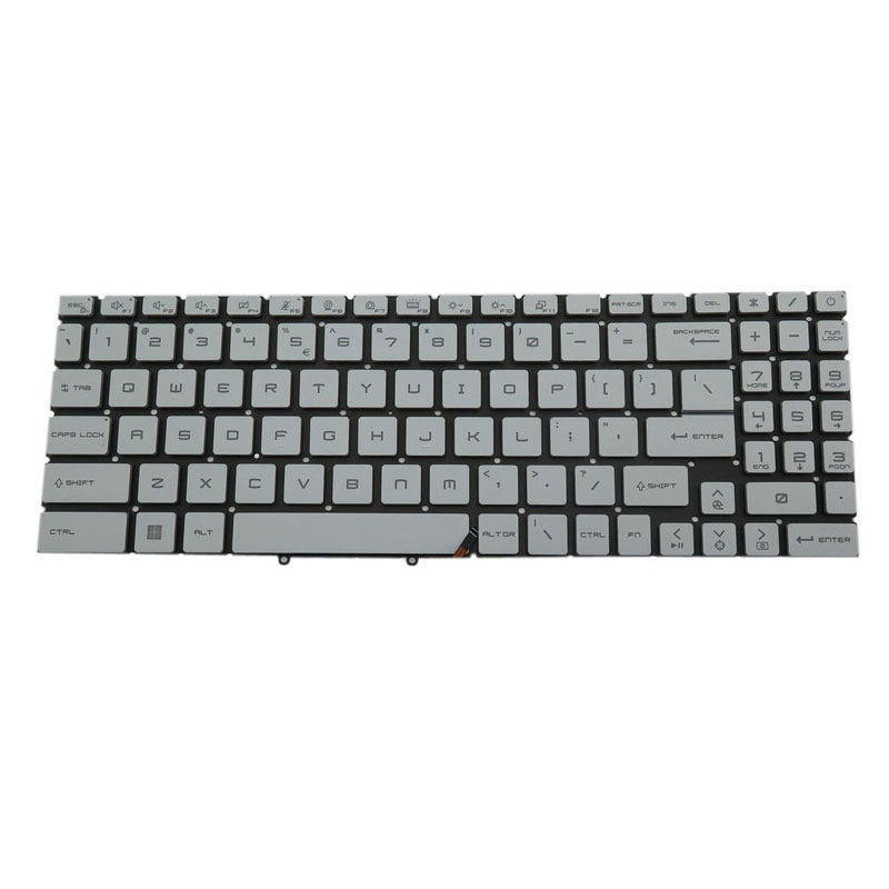 White Laptop Single Zone Blue Monochrome Backlit Keyboard For MSI Crosshair 17-C12V Series Crosshair 17 C12VE C12VF C12VG English US Without Frame New