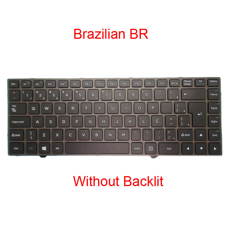 Laptop Without Point Stick Keyboard For Positivo Master N6140 N6240 N8240 N8000 With Backlit Brazil BR Gray Frame