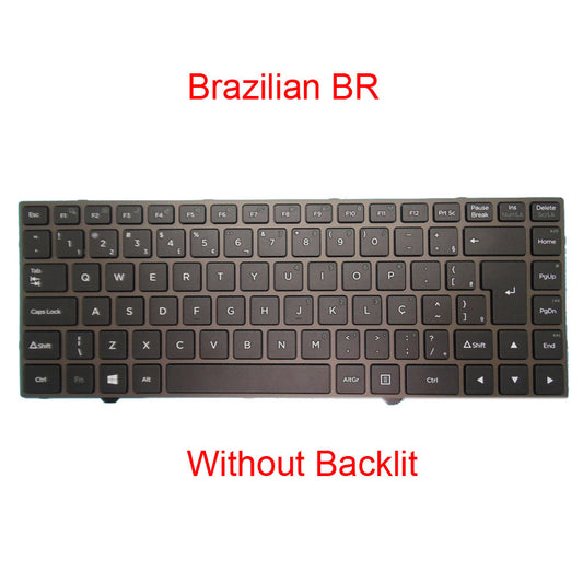 Laptop Without Point Stick Keyboard For Positivo Master N6140 N6240 N8240 N8000 With Backlit Brazil BR Gray Frame